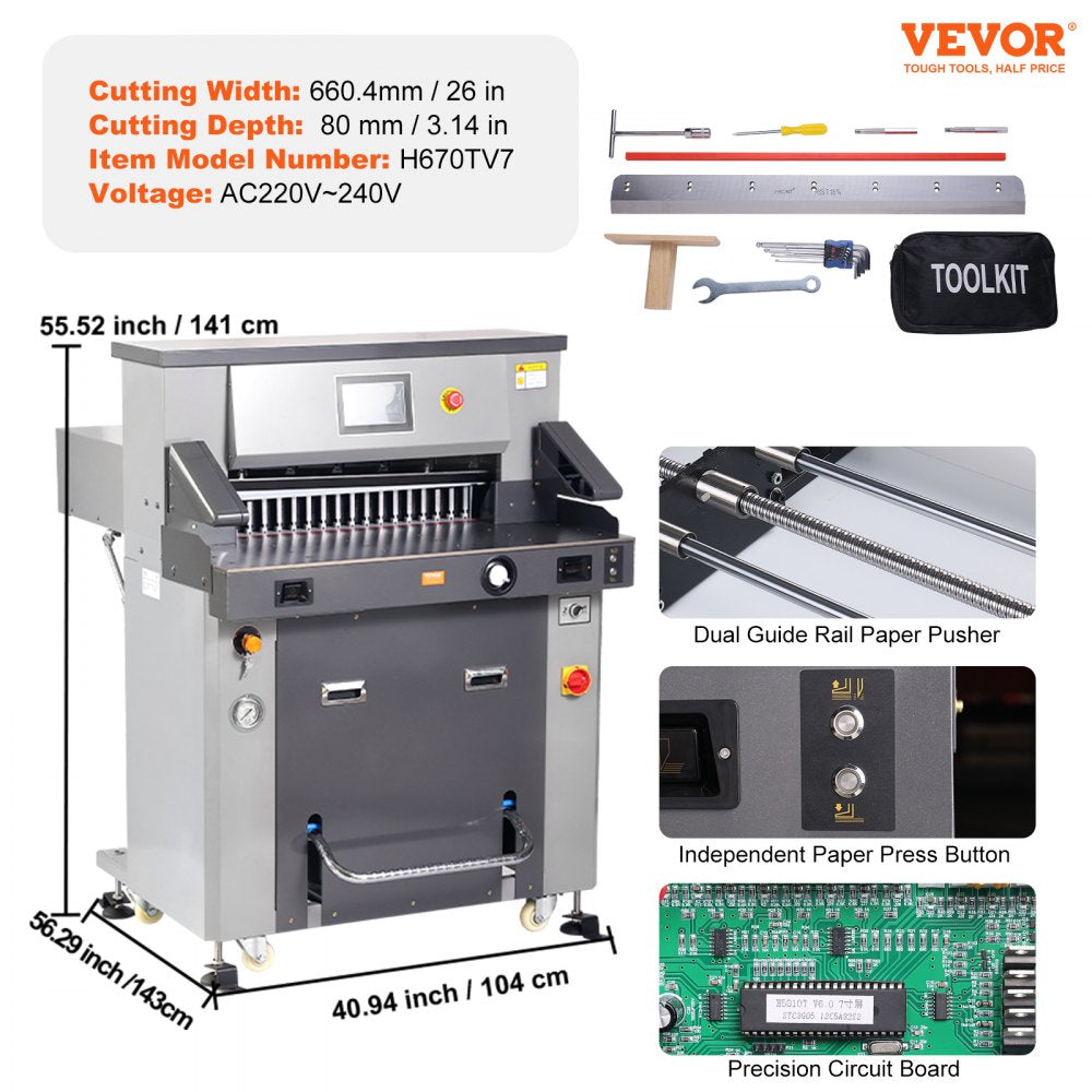 H670TV7 - Precision Electric Hydraulic Paper Cutter – 660.4mm, Cuts 800 Sheets