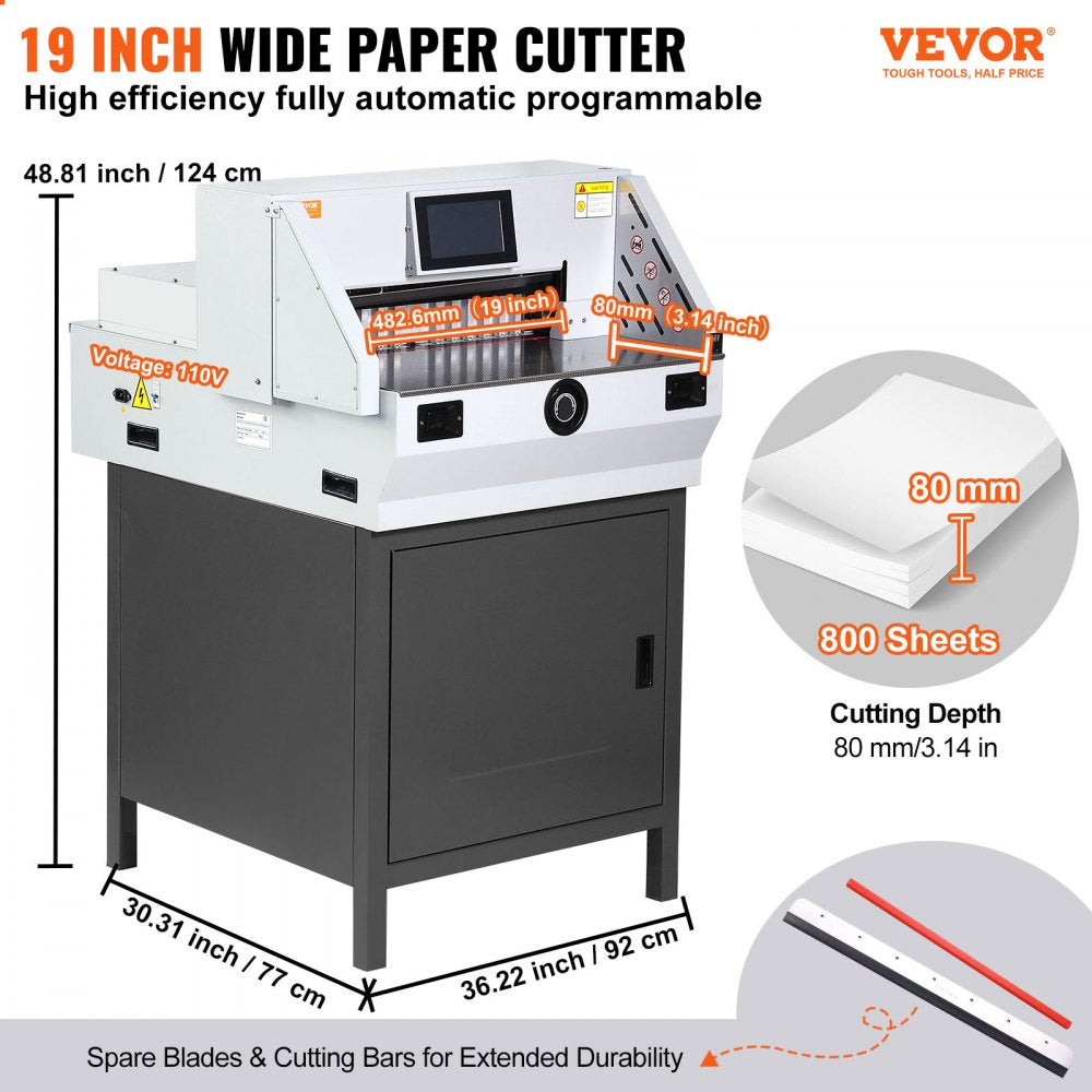 E490T - Heavy-Duty 19" Electric Paper Cutter for 800 Sheets