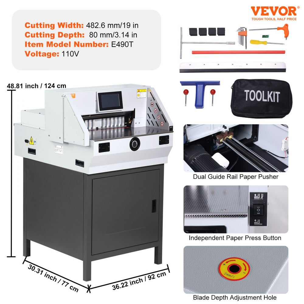 E490T - Heavy-Duty 19" Electric Paper Cutter for 800 Sheets