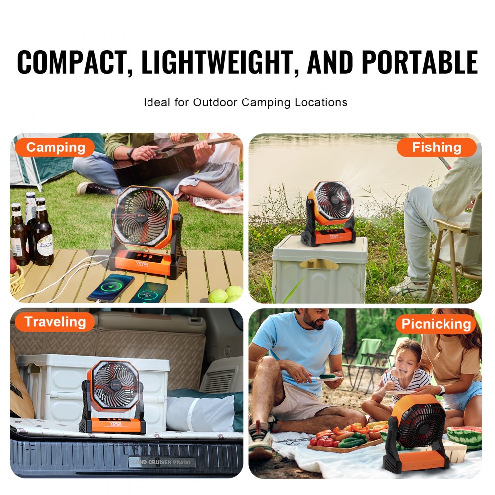D10 - 8" Rechargeable Cordless Portable Fan for Any Location