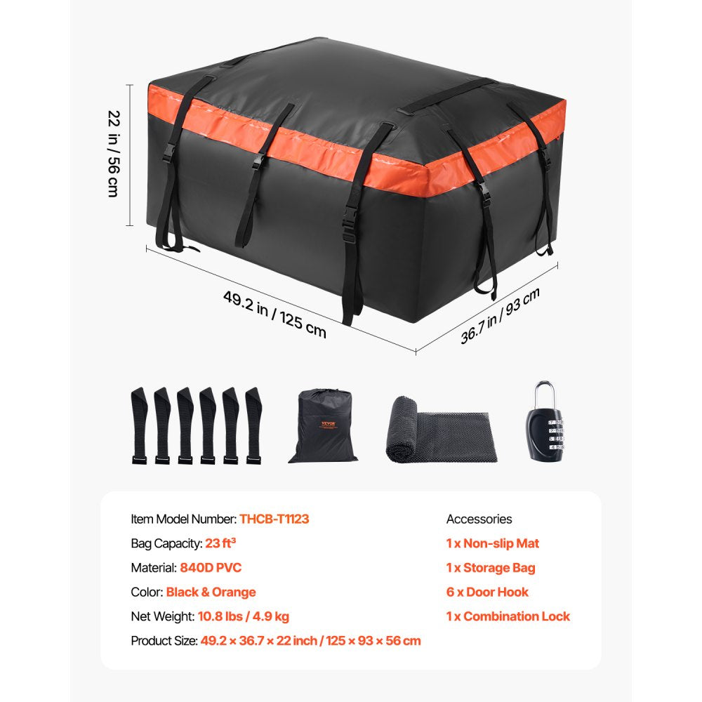 THCB-T1123 - 23 Cubic Feet Waterproof Rooftop Cargo Bag with Lock