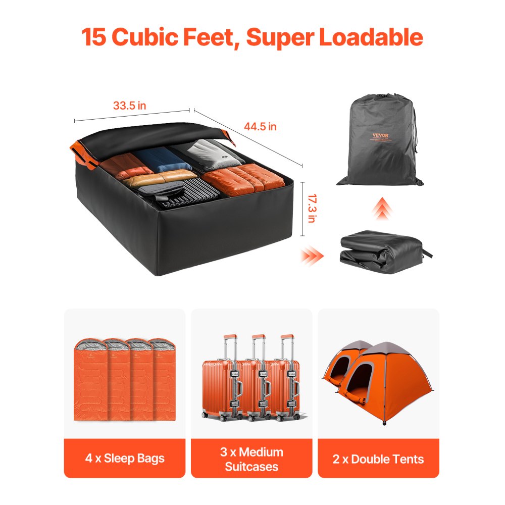 THCB-T0415 - Waterproof 15 Cubic Feet Car Rooftop Cargo Carrier Bag