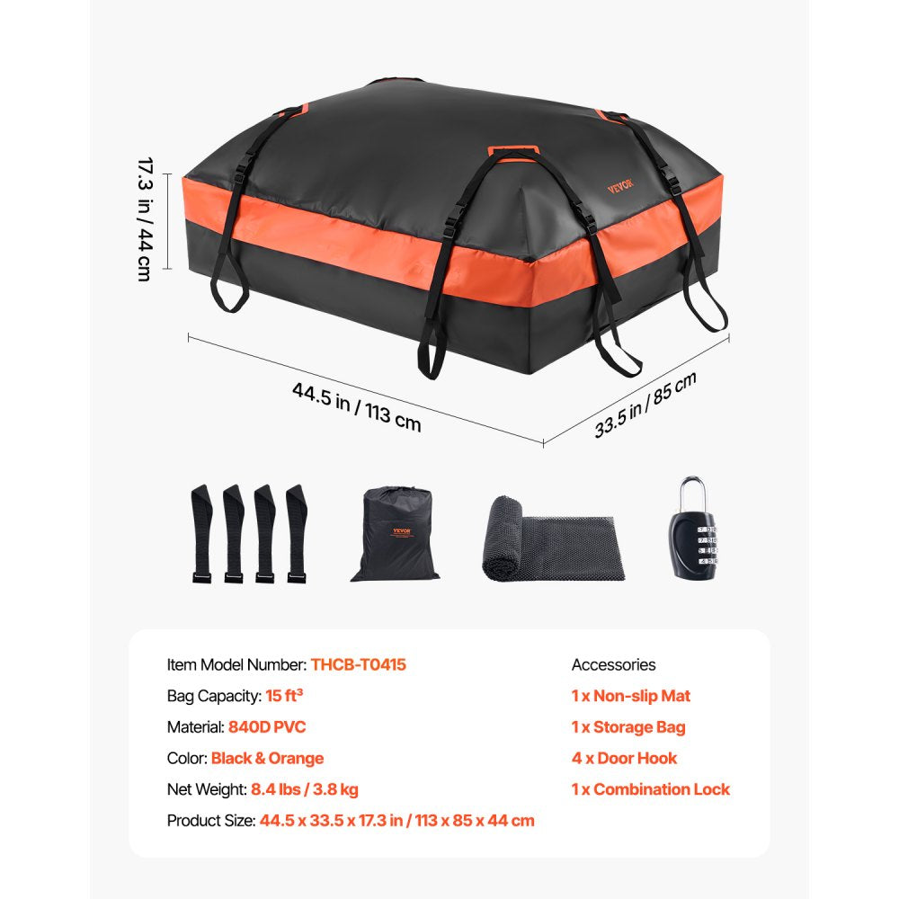 THCB-T0415 - Waterproof 15 Cubic Feet Car Rooftop Cargo Carrier Bag