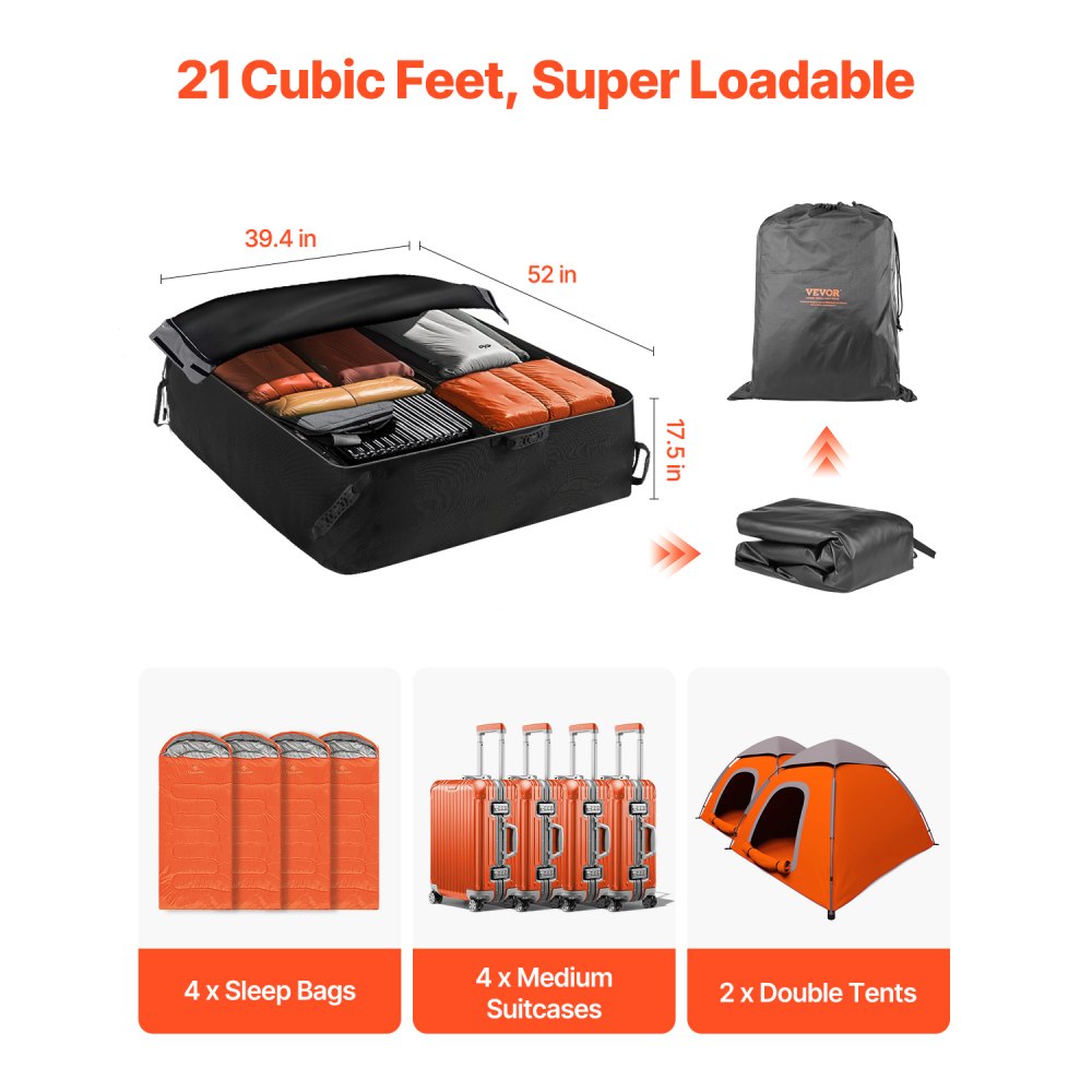 THCB-P0320 - 21 Cu Ft Waterproof Rooftop Carrier Bag for Safe Travel