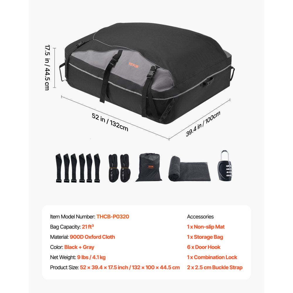 THCB-P0320 - 21 Cu Ft Waterproof Rooftop Carrier Bag for Safe Travel