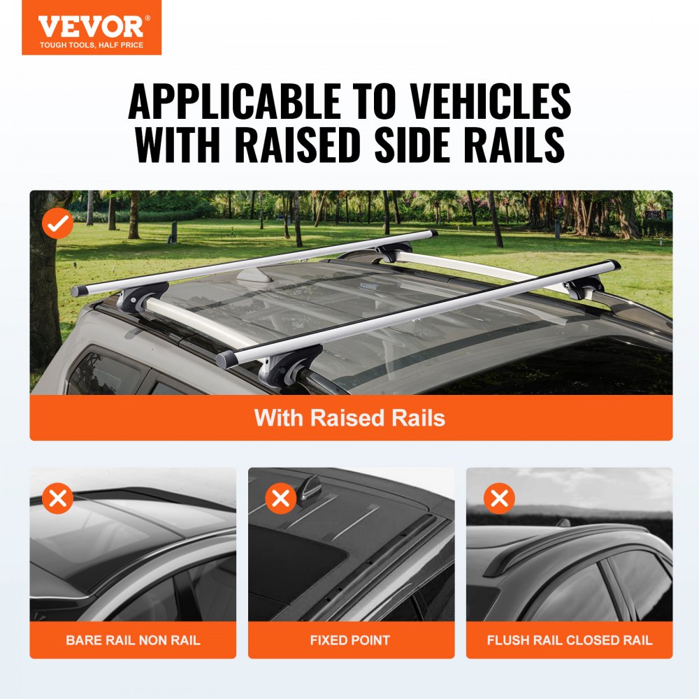 HJ-RB021-54" - Universal 54" Aluminum Roof Rack Cross Bars with Anti-Theft Lock