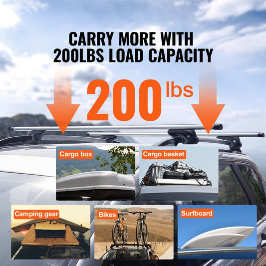 HJ-RB021-54" - Universal 54" Aluminum Roof Rack Cross Bars with Anti-Theft Lock
