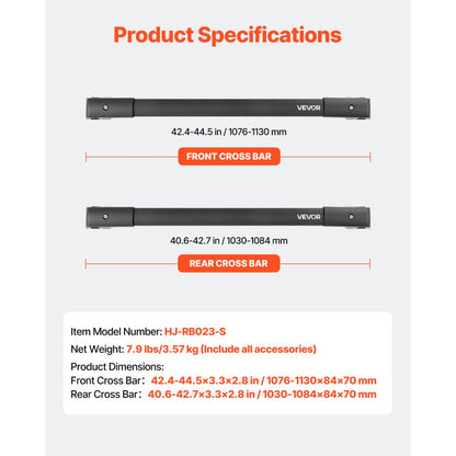 HJ-RB023-S - Aerodynamic Roof Rack Cross Bars for Subaru Crosstrek 2018-2024
