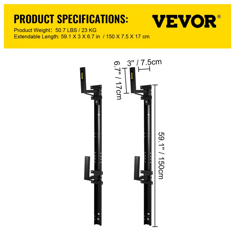 VV-TR-S46 - Heavy-Duty Steel Adjustable Ladder Rack for Trailers