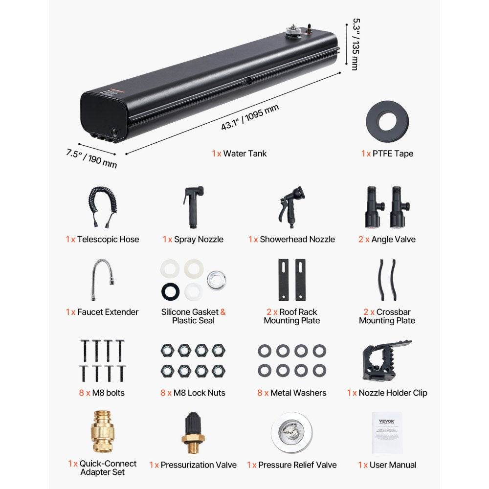 YK-SX-20L - 4.5 Gal High-Capacity Aluminum Roof Rack Water Tank