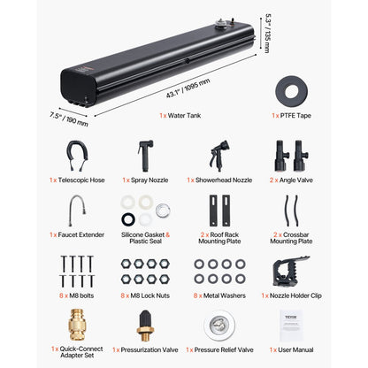 YK-SX-20L - 4.5 Gal High-Capacity Aluminum Roof Rack Water Tank