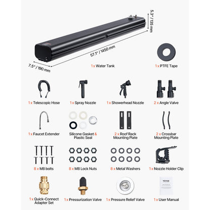 YK-SX-26L - Durable Aluminum Roof Rack Water Tank for Outdoor Showers