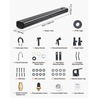 YK-SX-30L - 8 Gal Aluminum Roof Rack Water Tank for Outdoor Showers