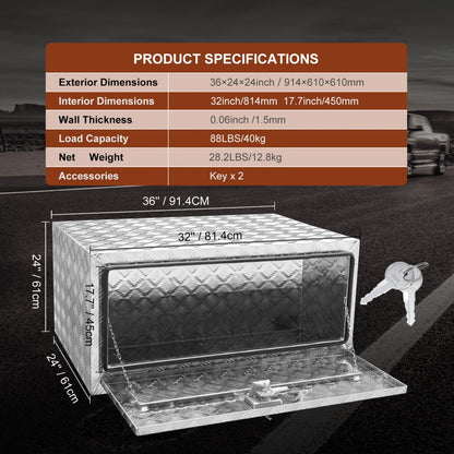 UTTB-362424 - 36" Heavy-Duty Aluminum Underbody Truck Box, Waterproof & Dustproof