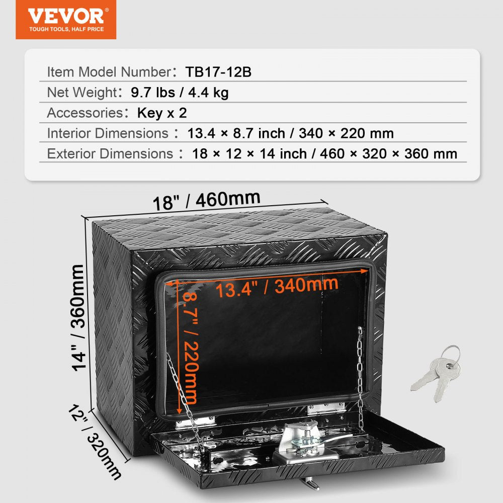 TB17-12B - Durable Aluminum Underbody Truck Tool Box with Lock & Seal