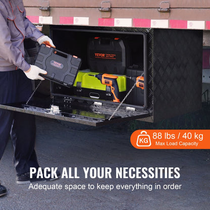 TB17-9B - Durable 36"x24"x24" Aluminum Underbody Tool Box with Lock