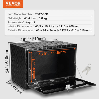 TB17-10B - 48" Aluminum Underbody Truck Tool Box with Lock & Seal