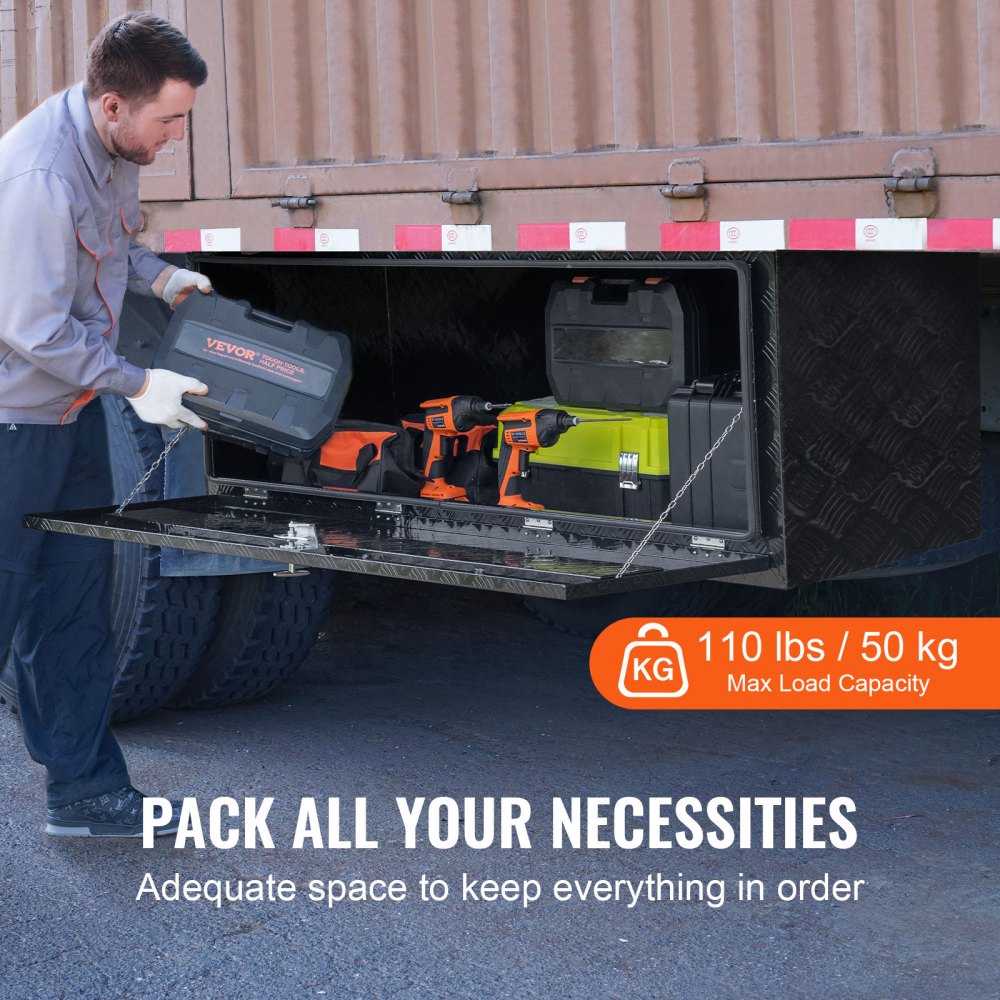 TB17-11B - 60" Aluminum Underbody Tool Box with Lock and Rubber Seal