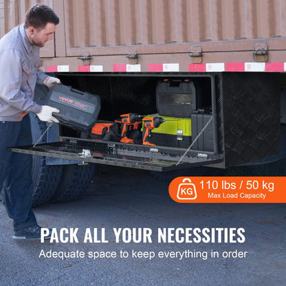 TB17-11B - 60" Aluminum Underbody Tool Box with Lock and Rubber Seal