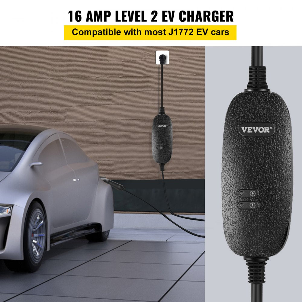 16A EV Charger - 25 ft NEMA 6-20 Fast Charger with LED Indicator