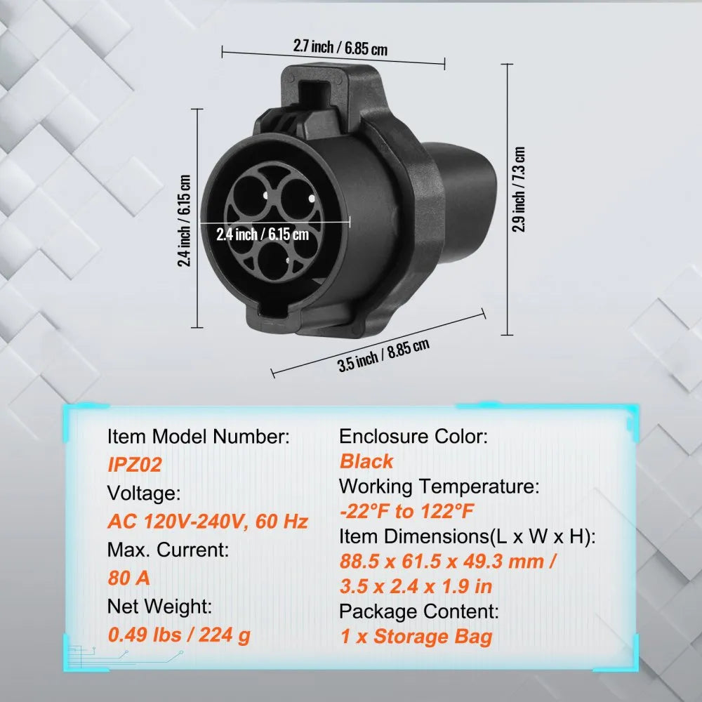 J1772 to Tesla Adapter - 80A Charging Solution for EVs