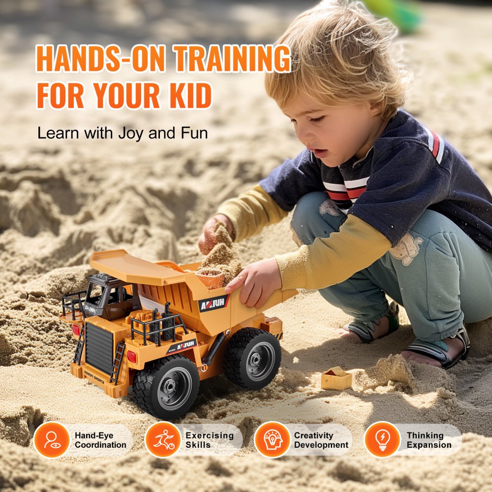 1534 - Remote Control Dump Truck with Sound Effects, 11" x 6.1", 100ft Range