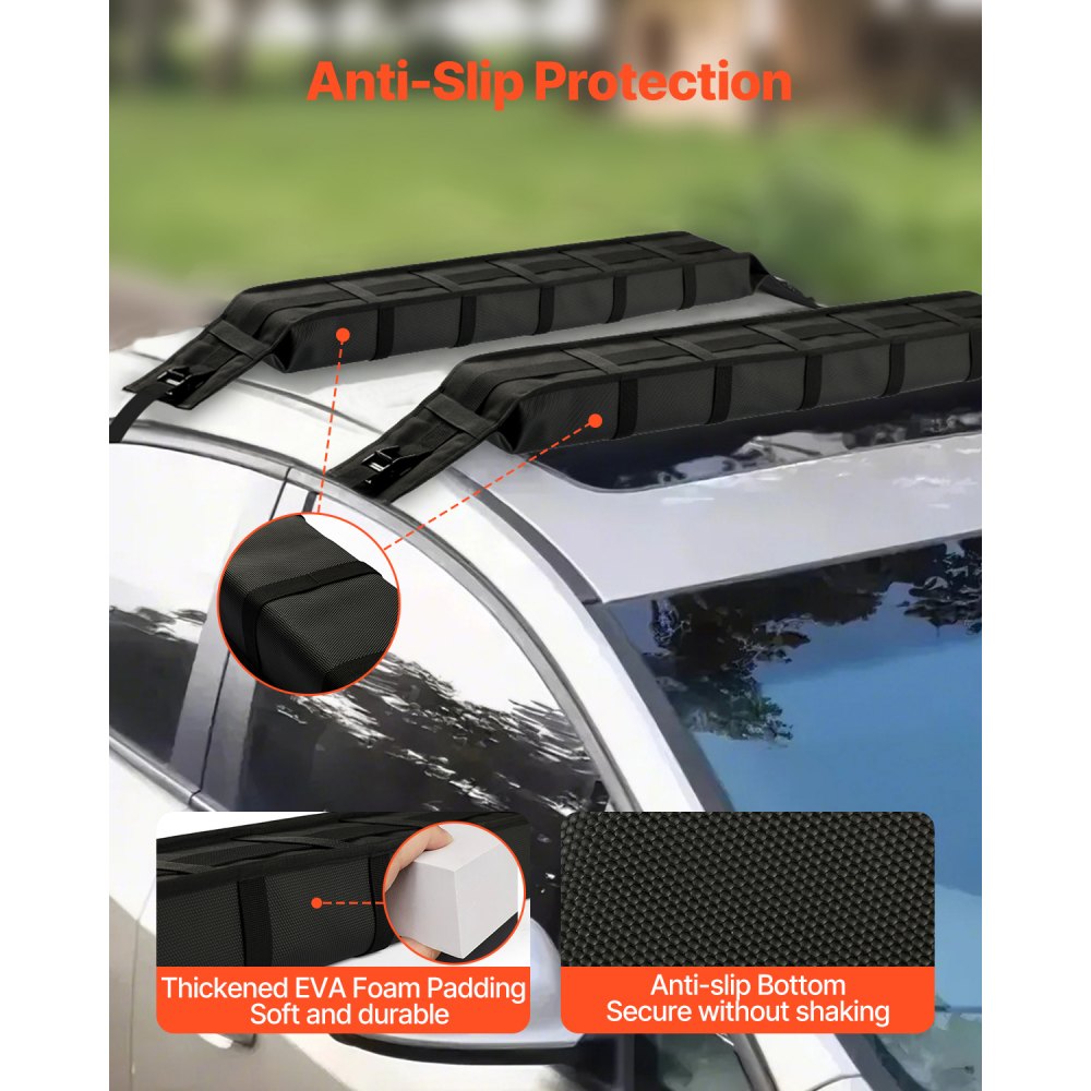 SR03 - 33in Soft Roof Rack Pads for Kayaks & Canoes, 176lbs Capacity