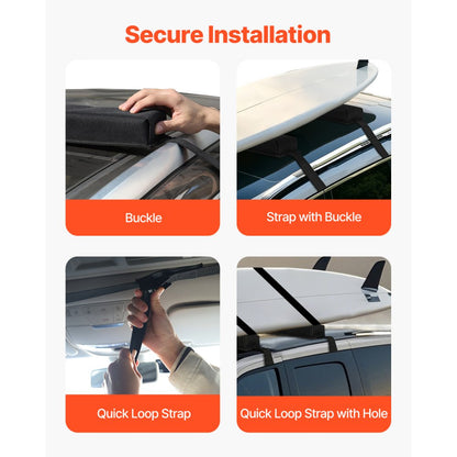 SR02 - 15.5in Soft Roof Rack Pads for Kayaks & Canoes, 176lbs Capacity