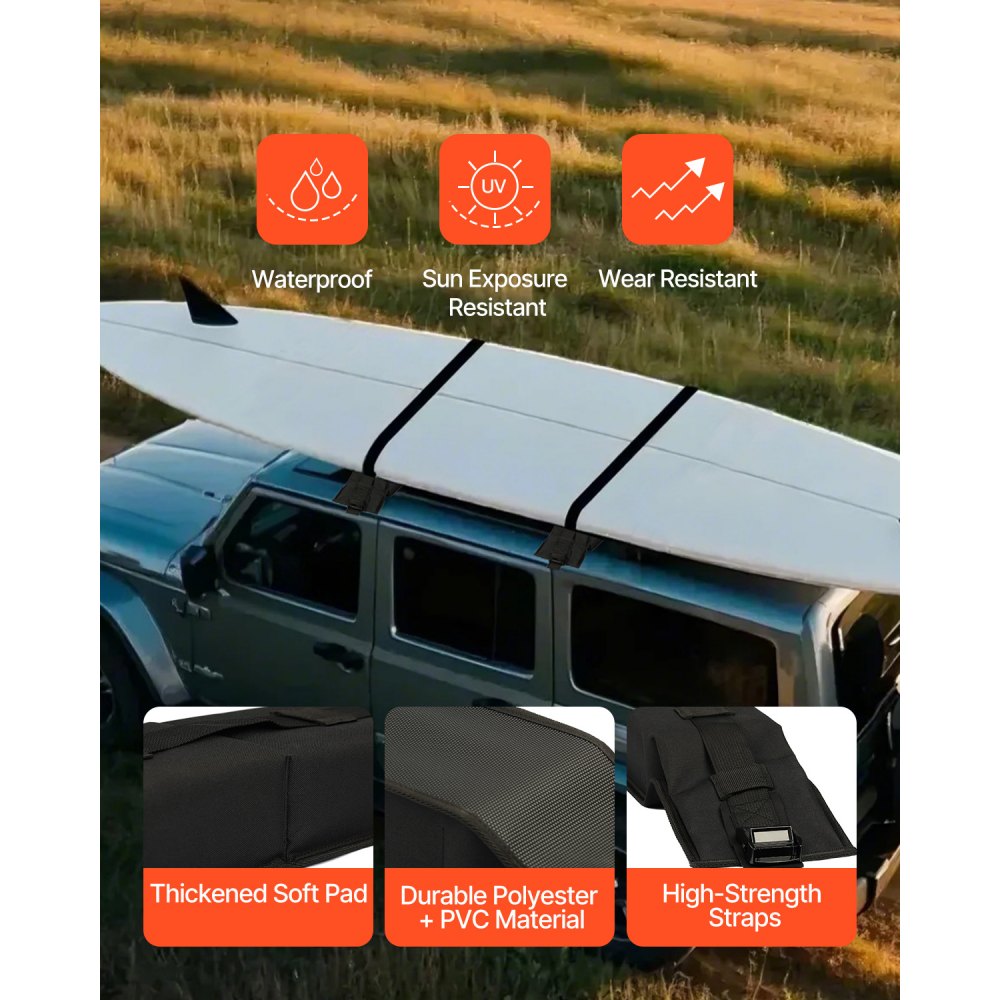 SR01 - 31.5" Soft Roof Rack Pads for Kayaks & Canoes