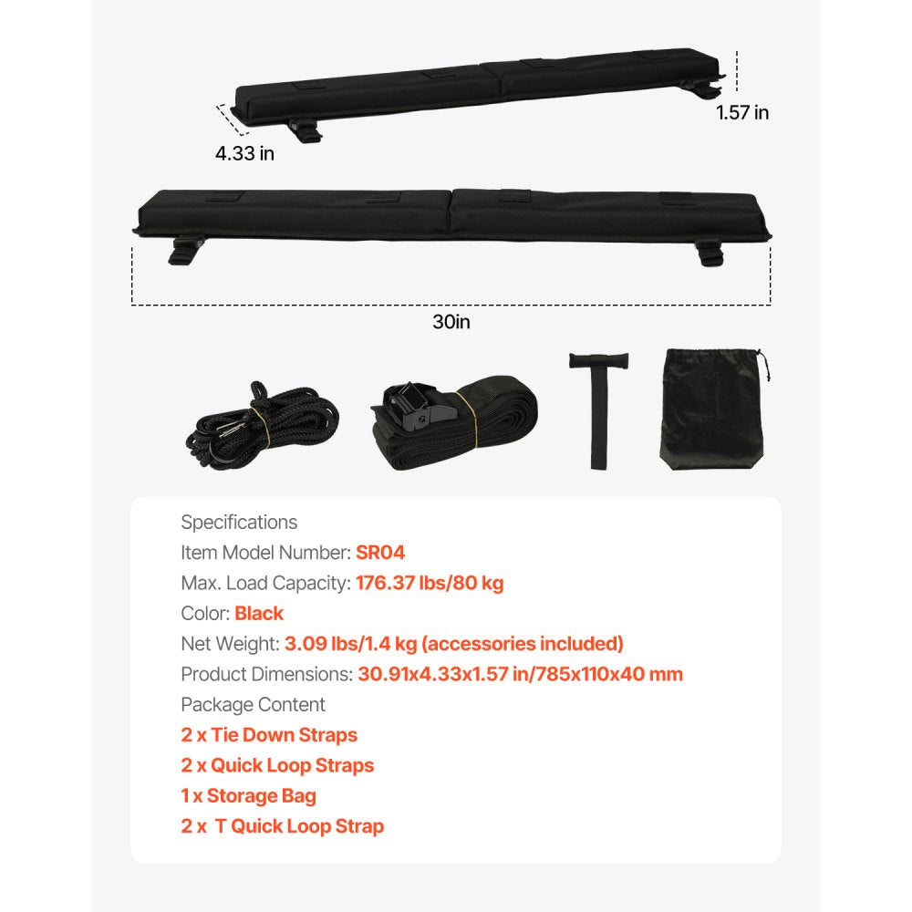 SR04 - 176lbs Waterproof Roof Rack Pads for Kayaks & Surfboards