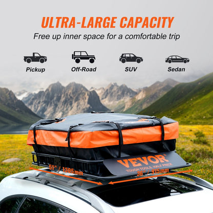 010125722665 - Durable 51"x36" Roof Rack Cargo Basket & Luggage Bag Combo