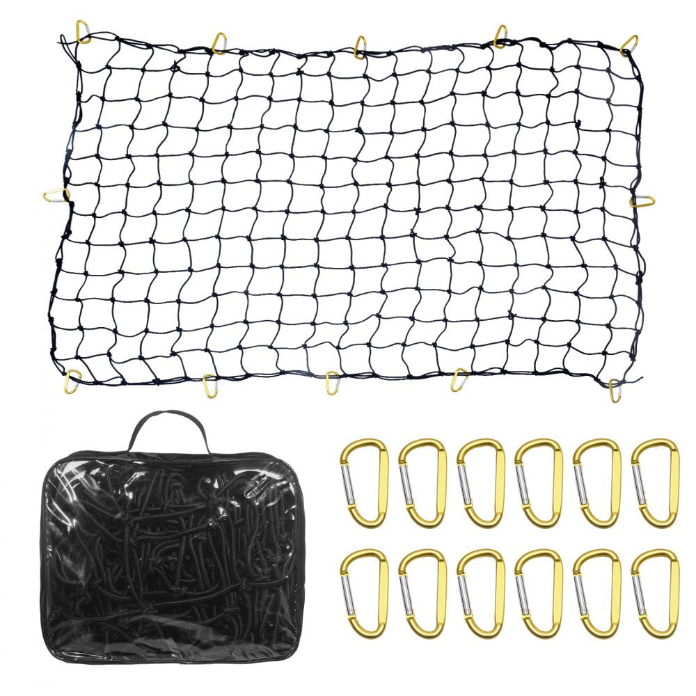 DJ-N4005 - 7.2' x 10.8' Heavy-Duty Bungee Cargo Net with 12 Carabiners