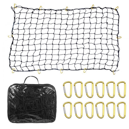 DJ-N4005 - 7.2' x 10.8' Heavy-Duty Bungee Cargo Net with 12 Carabiners