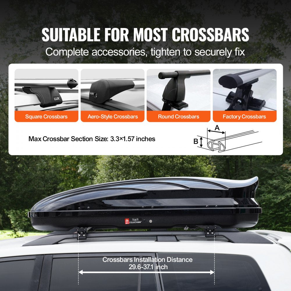 WP3020 - 165 lbs Capacity ABS Rooftop Cargo Box for SUVs and Cars