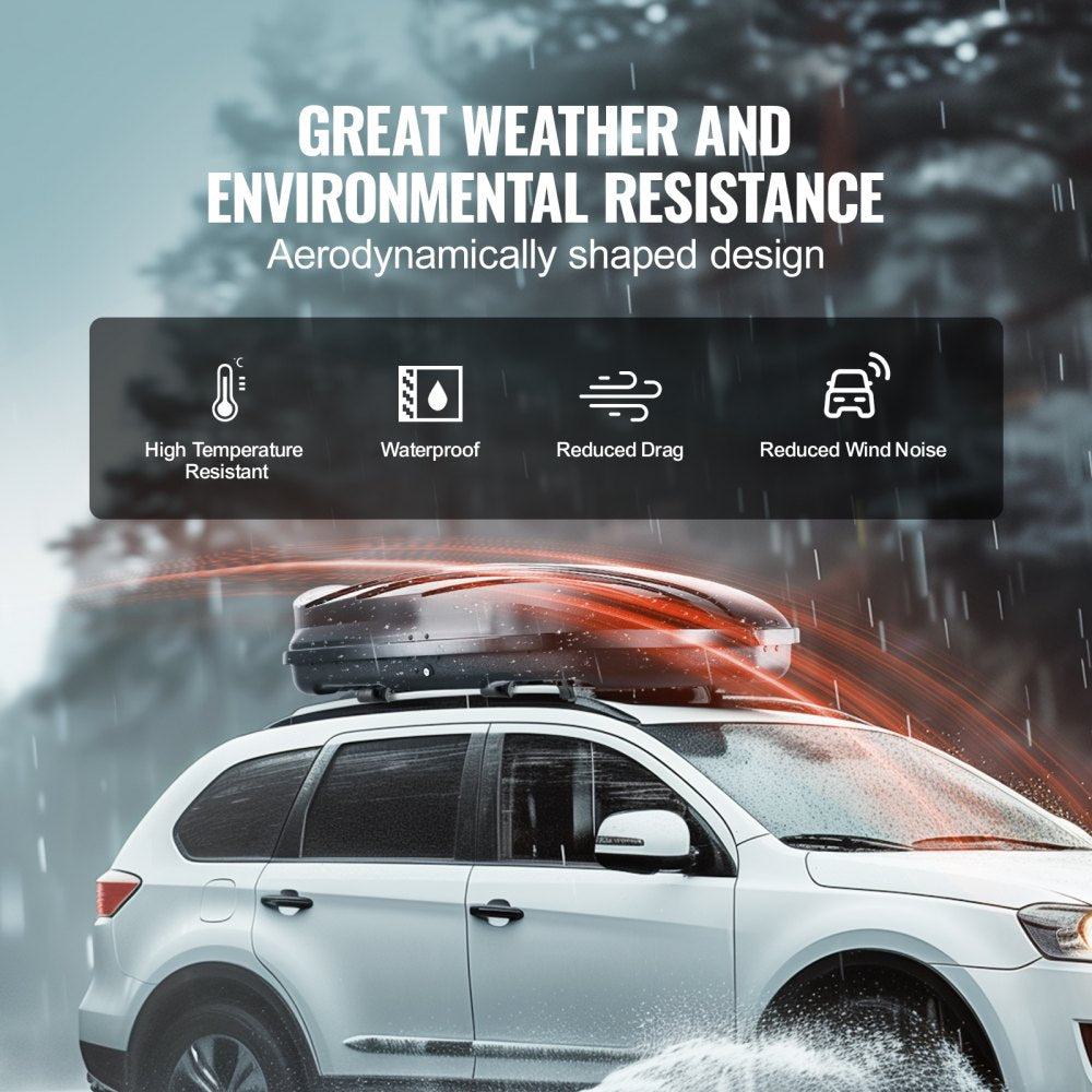 WP3020 - 165 lbs Capacity ABS Rooftop Cargo Box for SUVs and Cars