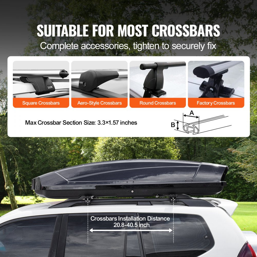 WP3027 - Durable 18 Cu Ft ABS Rooftop Cargo Box for SUVs & Cars