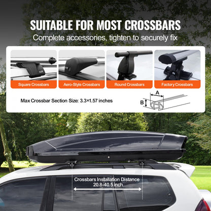 WP3027 - Durable 18 Cu Ft ABS Rooftop Cargo Box for SUVs & Cars