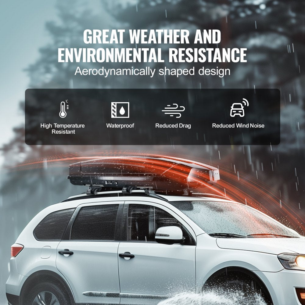 WP3027 - Durable 18 Cu Ft ABS Rooftop Cargo Box for SUVs & Cars