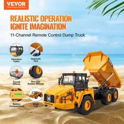 1553 - 1:16 Scale RC Dump Truck with Hydraulic Bed & Sound Effects