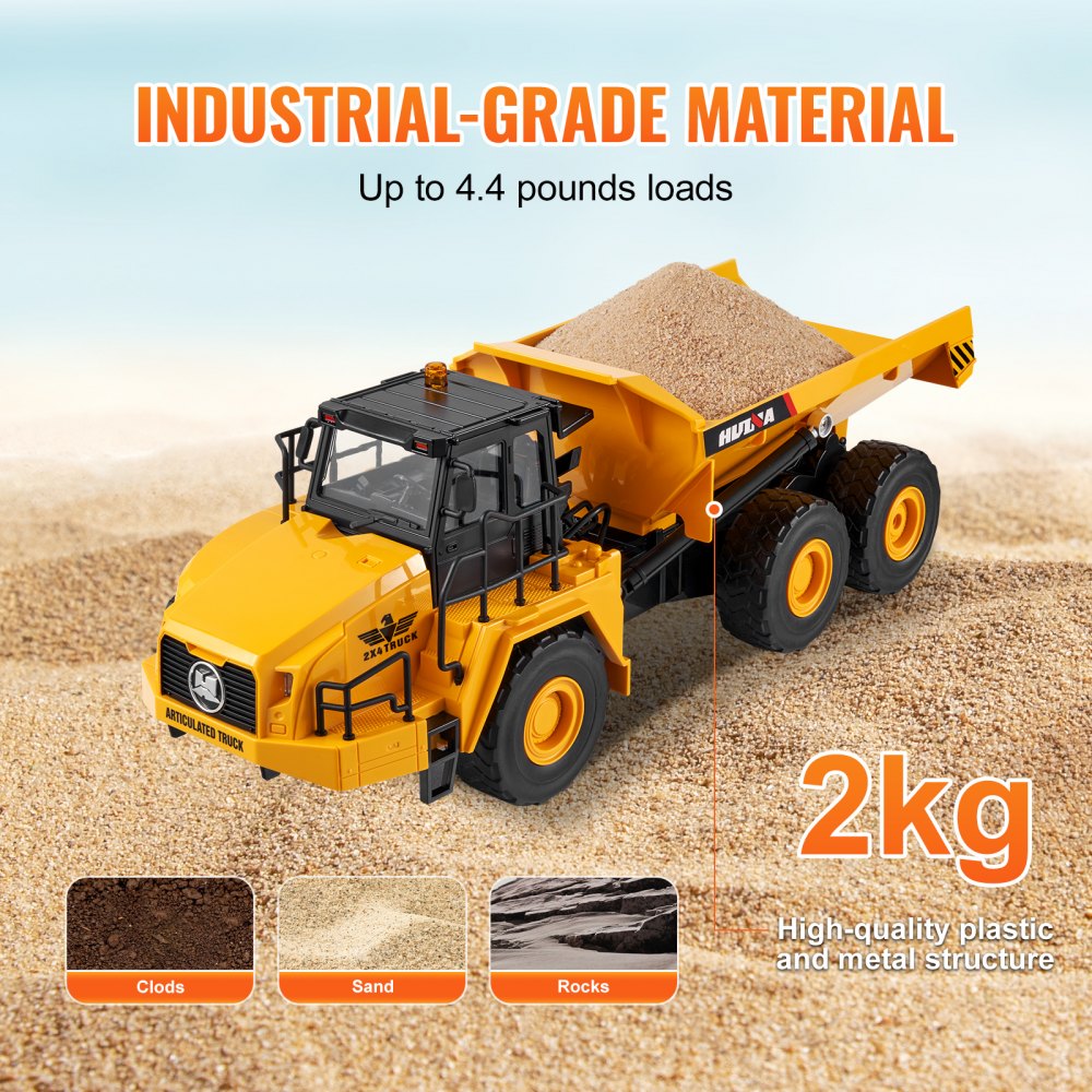 1553 - 1:16 Scale RC Dump Truck with Hydraulic Bed & Sound Effects