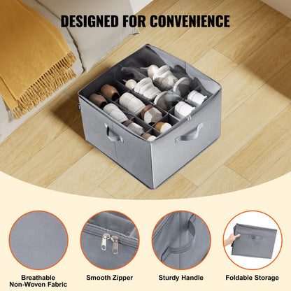 SUB-02 - 16-Compartment Under-Bed Shoe Organizer with Adjustable Dividers