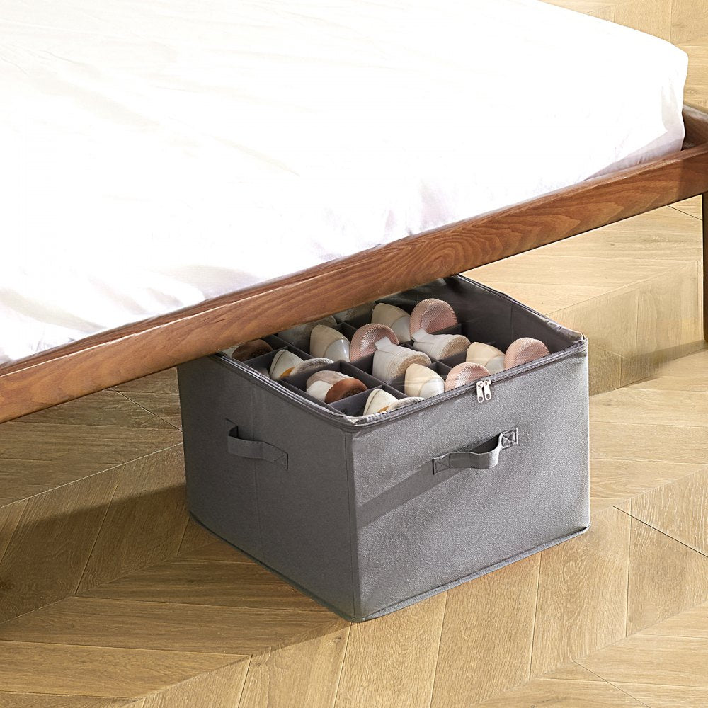 SUB-02 - 16-Compartment Under-Bed Shoe Organizer with Adjustable Dividers