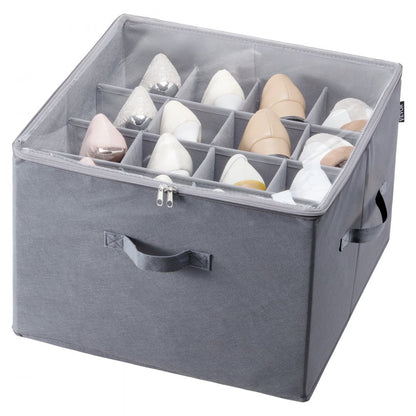SUB-02 - 16-Compartment Under-Bed Shoe Organizer with Adjustable Dividers
