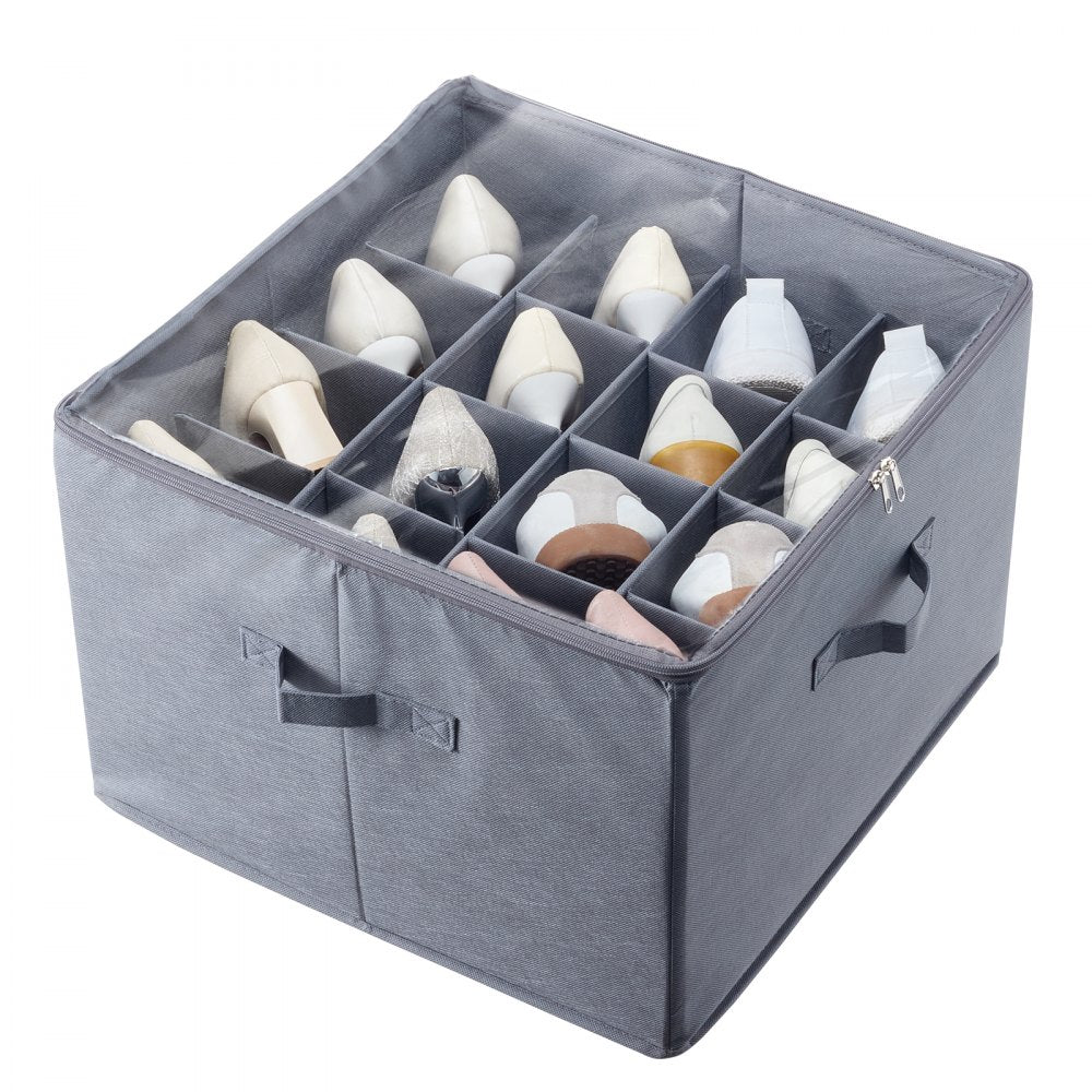 SUB-02 - 16-Compartment Under-Bed Shoe Organizer with Adjustable Dividers