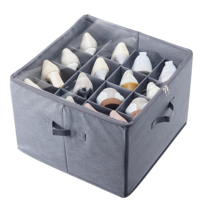 SUB-02 - 16-Compartment Under-Bed Shoe Organizer with Adjustable Dividers