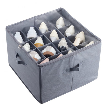 SUB-02 - 16-Compartment Under-Bed Shoe Organizer with Adjustable Dividers