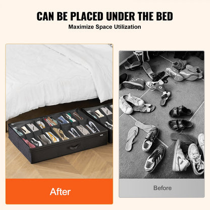 SUB-01 - Foldable Under Bed Shoe Organizer, 32 Pairs, PVC Cover