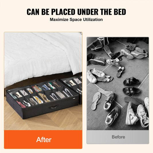 SUB-01 - Foldable Under Bed Shoe Organizer, 32 Pairs, PVC Cover