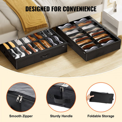 SUB-01 - Foldable Under Bed Shoe Organizer, 32 Pairs, PVC Cover