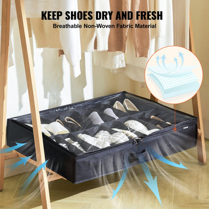 SUB-01 - Foldable Under Bed Shoe Organizer, 32 Pairs, PVC Cover